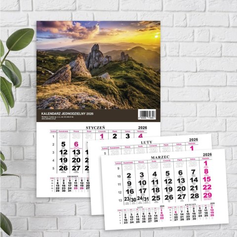 Kalendarz ścienny JEDNODZIELNY GÓRY A4 210mm x 295mm Press