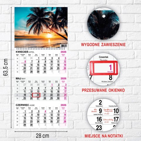 Kalendarz ścienny PLAŻA 310mm x 790mm Press