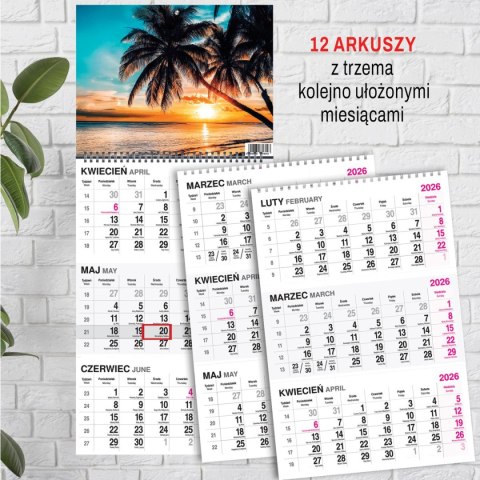 Kalendarz ścienny PLAŻA 310mm x 790mm Press