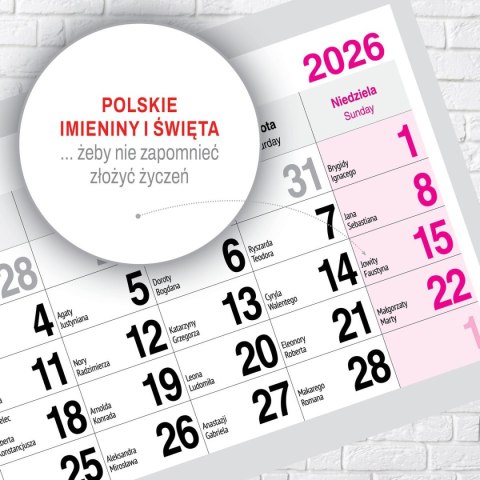 Kalendarz ścienny PREMIUM trójdzielny A4 Press (BUKIETY)