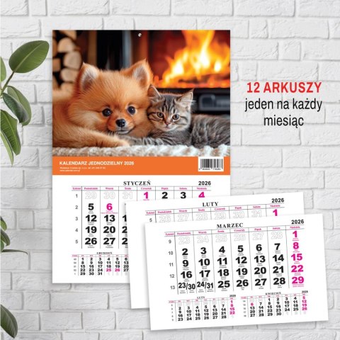 Kalendarz ścienny na lodówkę z magnesem 137mm x 210mm Press (MILUSIŃSCY)