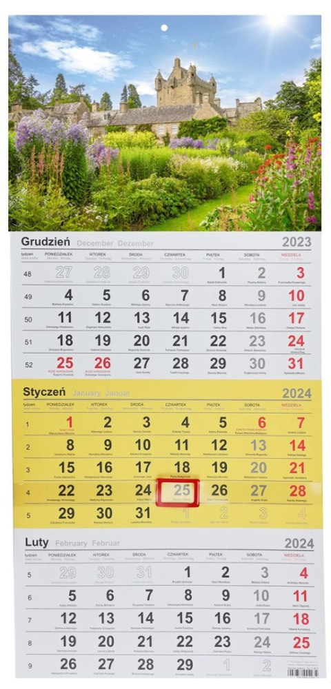 Kalendarz ścienny trójdzielny 288mm x 622mm Michalczyk i Prokop (T-106T-04)