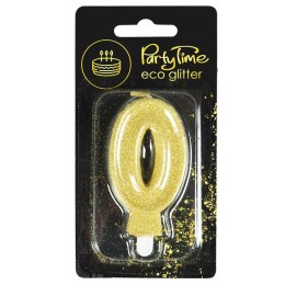 Świeczka urodzinowa eko brokat złota cyfra 0 Arpex (DS0888ZLO-0-0987)