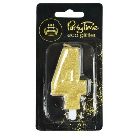 Świeczka urodzinowa eko brokat złota cyfra 4 Arpex (DS0925ZLO-4-0987)