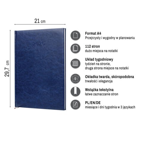 Kalendarz książkowy (terminarz) A4 Press (DZIENNY)