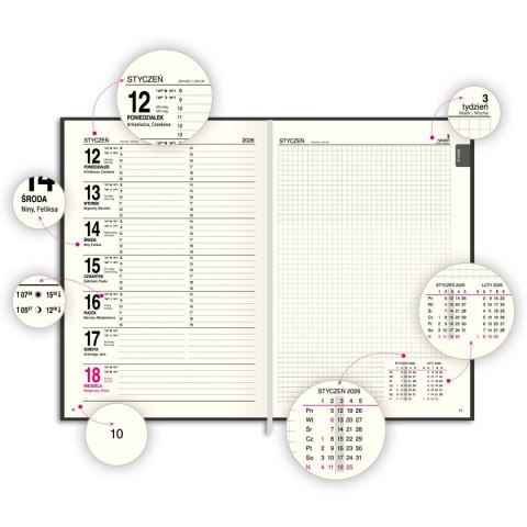 Kalendarz książkowy (terminarz) A4 Press (DZIENNY)