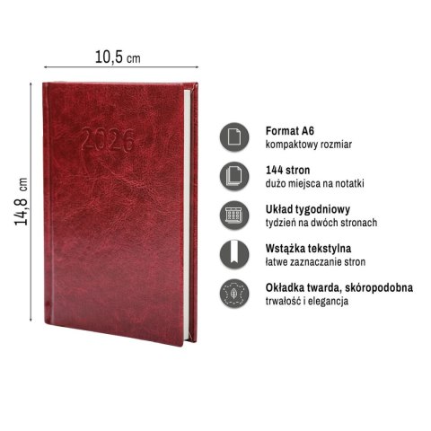 Kalendarz książkowy (terminarz) PRESTIGE A6 Press (tygodniowy)