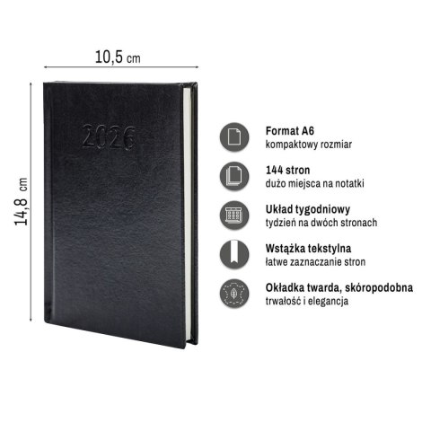 Kalendarz książkowy (terminarz) PRESTIGE A6 Press (tygodniowy)