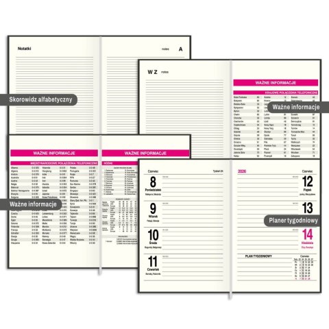 Kalendarz książkowy (terminarz) PRESTIGE A6 Press (tygodniowy)