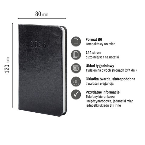 Kalendarz książkowy (terminarz) Premium Lux B7 Press (tygodniowy)