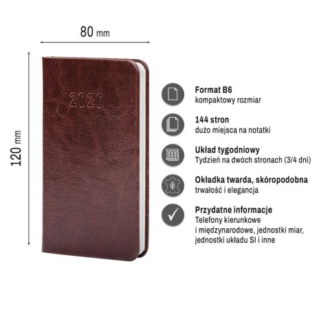 Kalendarz książkowy (terminarz) Premium Lux B7 Press (tygodniowy)