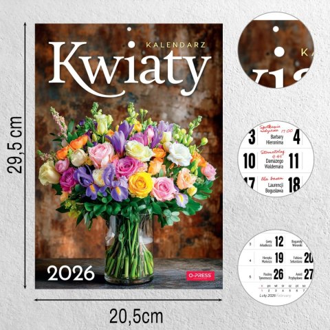Kalendarz ścienny A4 KWIATY A4 x 300mm Press (5904830713466)