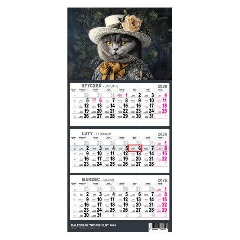Kalendarz ścienny KOT A5 210mm x 450mm Press