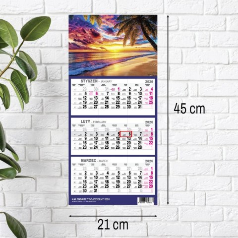 Kalendarz ścienny PLAŻA A4 210mm x 450mm Press