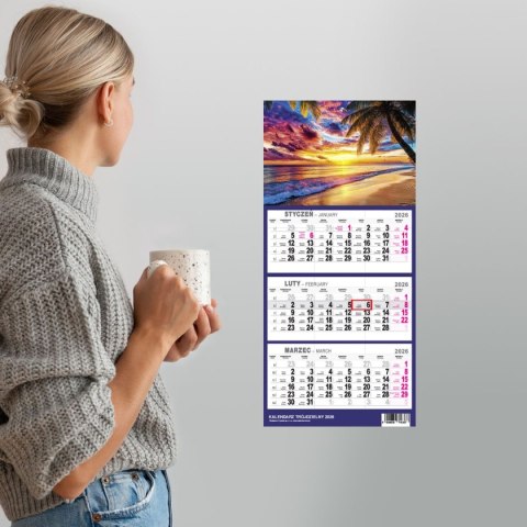 Kalendarz ścienny PLAŻA A4 210mm x 450mm Press