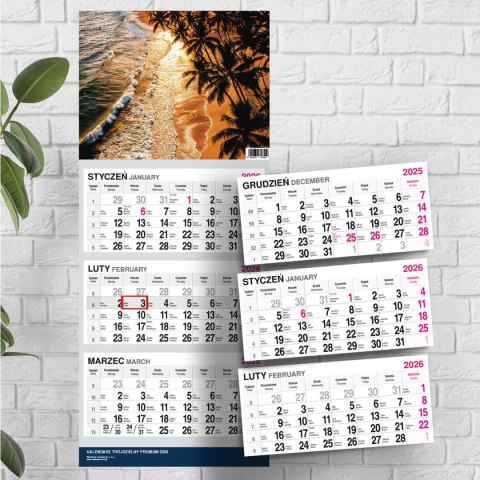 Kalendarz ścienny PREMIUM trójdzielny A4 Press (ŁÓDŹ)