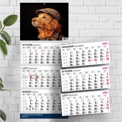 Kalendarz ścienny PREMIUM trójdzielny A4 Press (PIES)