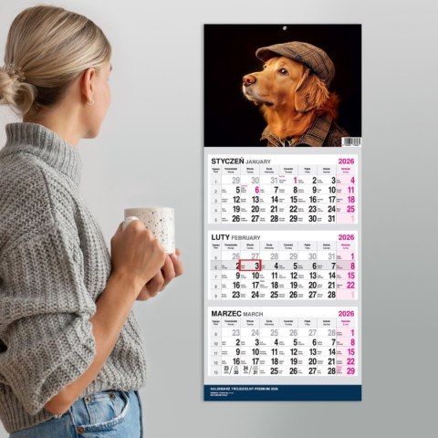 Kalendarz ścienny PREMIUM trójdzielny A4 Press (PIES)