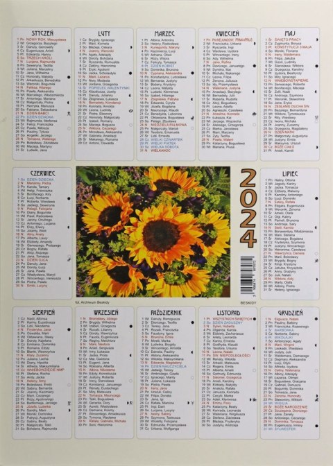 Kalendarz ścienny plakietka A4 250mm x 350mm Beskidy