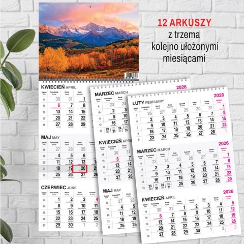 Kalendarz ścienny GÓRY 310mm x 790mm Press