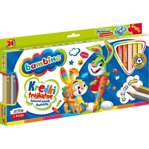 Kredki glinkowe BAMBINO trójkątne 24 kol. St.Majewski (5903235003240)