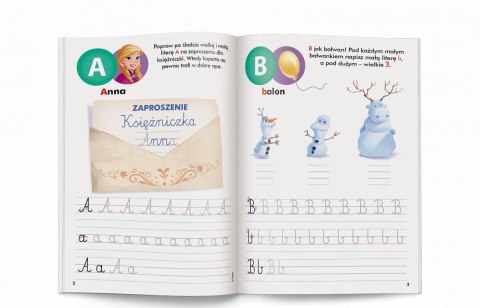 Książka dla dzieci Disney Uczy. Kraina lodu. Litery. Ćwiczenia z naklejkami Ameet (UDN 9303)