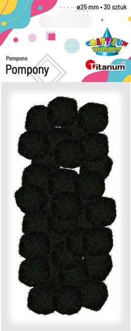 Pompony Craft-Fun Series poliestrowe czarne 30 szt Titanum