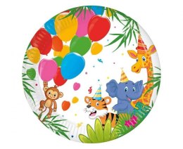Talerz jednorazowy JUNGLE BALLOONS papier śr. 200mm 8 szt Godan (93780)