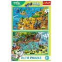 Puzzle Trefliki W krainie zwierząt 2x70 el. Trefl (34445)