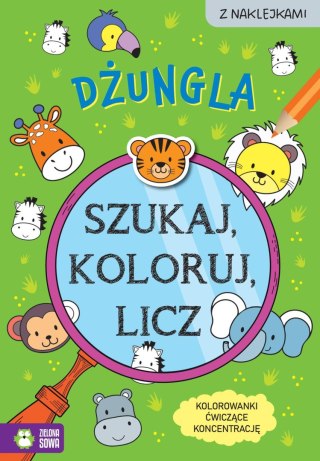 Książka dla dzieci Szukaj, koloruj i licz. Dżungla Aksjomat
