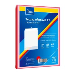 Teczka plastikowa na zatrzask czerwona A4 z 10 koszulkami 5903242104763 A4 czerwony Tetis (BT630-C10)