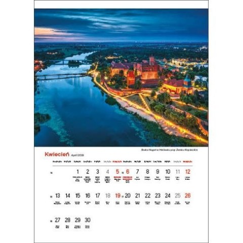 Kalendarz ścienny NAJPIĘKNIEJSZE RZEKI POLSKI 13 planszowe A3 330mm x 500mm Jotan (WP123)