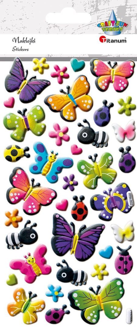Naklejka (nalepka) Craft-Fun Series wypukłe motyle, biedronki, pszczółki Titanum (PPA008)
