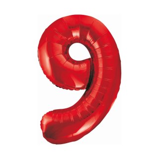 Balon foliowy cyfra 9 czerwona 85cm 40cal Godan (BCHCW9)