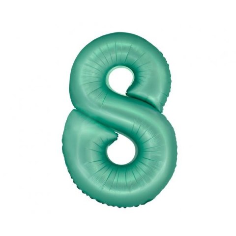 Balon foliowy matowa cyfra 8, miętowa Godan (CH-SMT8)