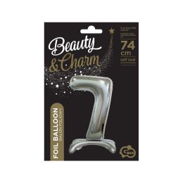 Balon gumowy Beauty&Charm cyfra stojąca srebrna srebrny Godan (BC-ASS7)