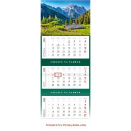 Kalendarz ścienny plecki zielone kalendarz trójdzielny GÓRY 850mm x 295mm Wydawnictwo Wokół Nas (KS 055)