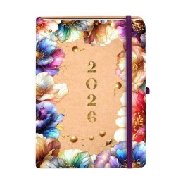 Kalendarz książkowy (terminarz) 2026 KRAFT TNS A5 Antra (KWIATY)