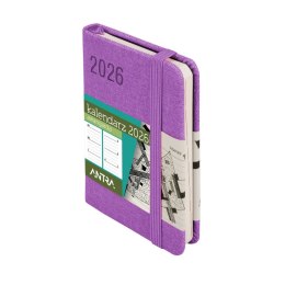 Kalendarz książkowy (terminarz) FIOLETOWY AVANGARDA A7 Antra (2026)