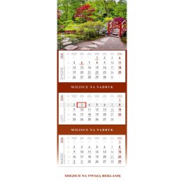 Kalendarz ścienny PLECKI BORDO kalendarz trójdzielny 850mm x 295mm Wydawnictwo Wokół Nas (KS 055)