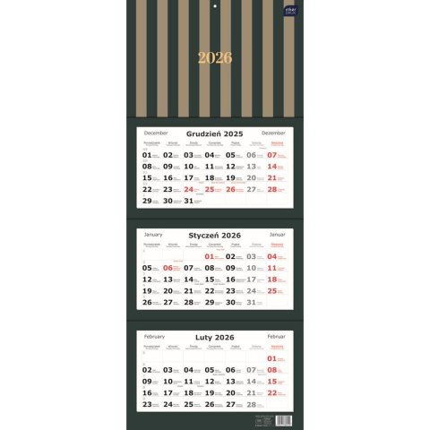 Kalendarz ścienny TRÓJDZIELNY 825mm x 340mm Interdruk (PASKI)
