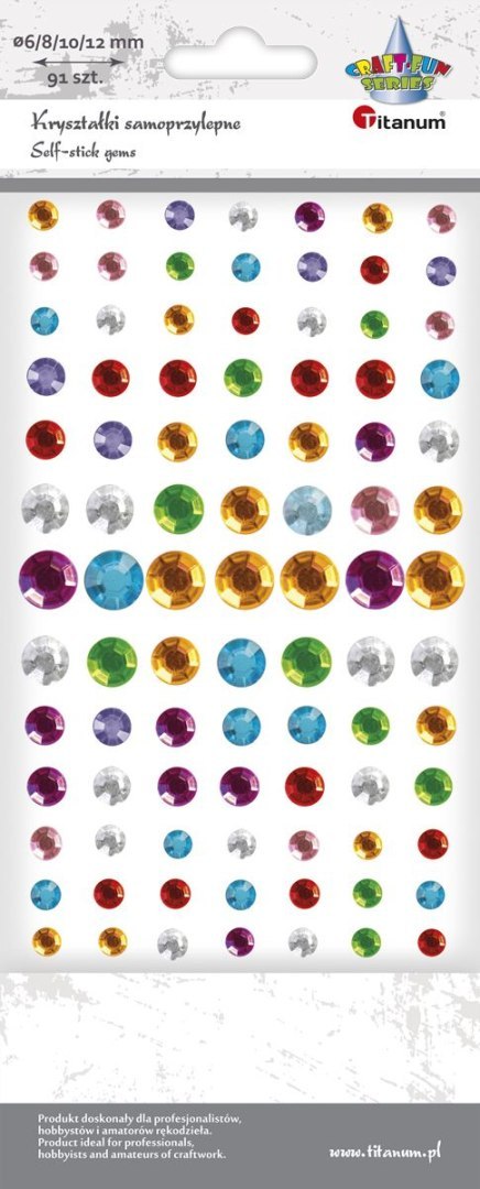 Kryształki Craft-Fun Series samoprzylepne okrągłe mix Titanum