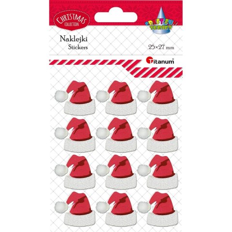 Naklejka (nalepka) Craft-Fun Series papierowe czapki Mikołaja z pomponem Titanum (176646)