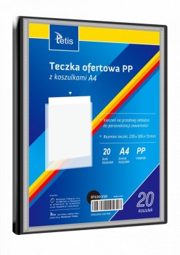 Teczka kartonowa na suwak 20 koszulek A4 czarny Tetis (BT630-V/20//)