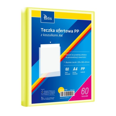 Teczka plastikowa żółty A4 60 koszulek 5903242104916 A4 żółty Tetis (BT630-Y60)