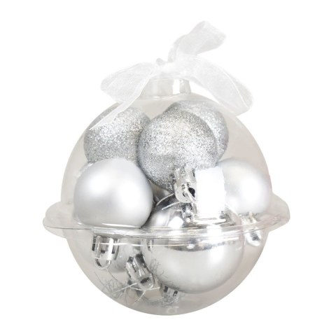 Bombki Zestaw dekoracji w bombce (9 szt.) - srebrne Arpex (BN6583SRE-6170)