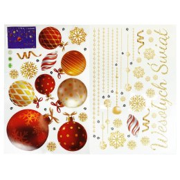 Naklejki świąteczne elektrostatyczne - bombki Arpex (NR5807)