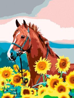 Zestaw kreatywny Malowanie po numerach 30x40cm Koń w słonecznikach Flamingo Line (FSY459)