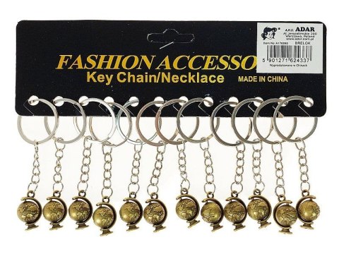 Brelok metalowy globus karta 12szt. Adar (624337)