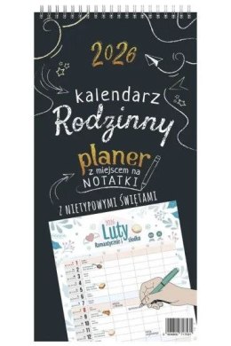 Kalendarz książkowy (terminarz) A5 PLANER RODZINNY 228mm x 460mm Press (CZARNY)
